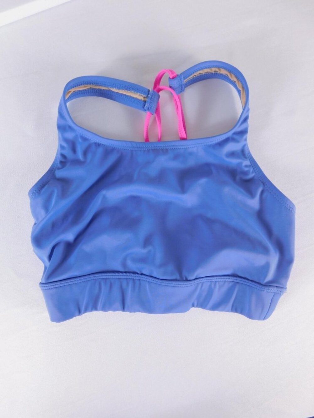 Speedo Swim Top Girls 8-10 Blue Athletic Lined Racerback Strappy Sport